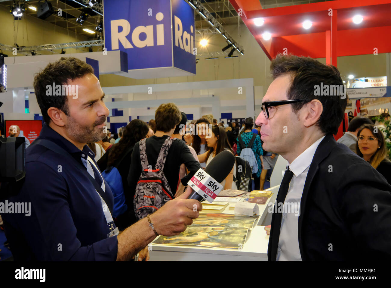 Turin, Piedmont, Italy, 10th May, 2018. International Book fair 2018,first day.Interview to the artistic director Nicola La Gioia. Credit: RENATO VALTERZA/Alamy Live News Stock Photo