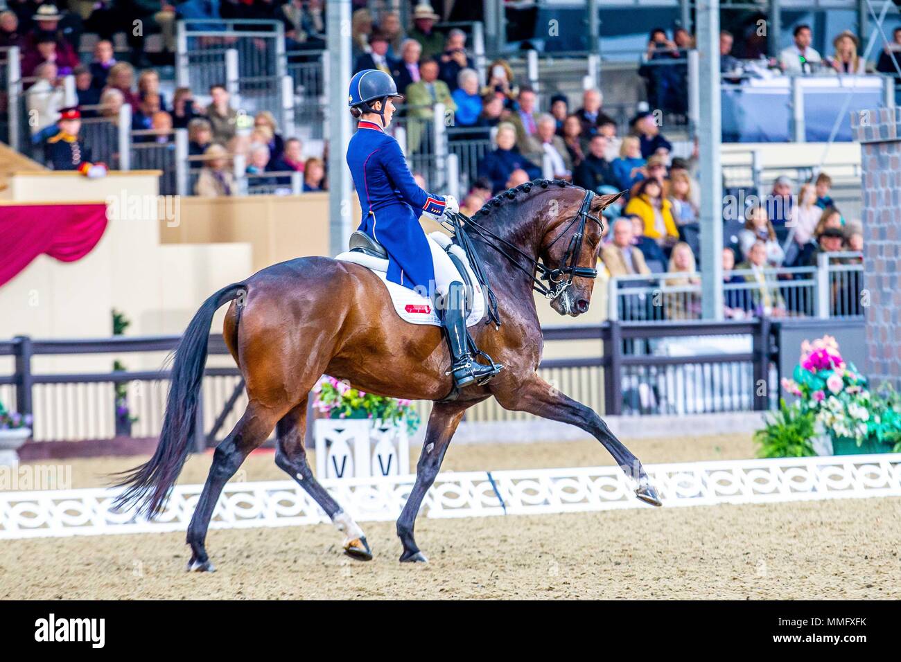 Day 3. Royal Windsor Horse Show. Windsor. Berkshire. UK. Dressage, The Al'Shira'aa Grand Prix Freestyle to Music. Charlotte Dujardin riding Mount St John Freestyle. GBR. Winner.11/05/2018. Stock Photo