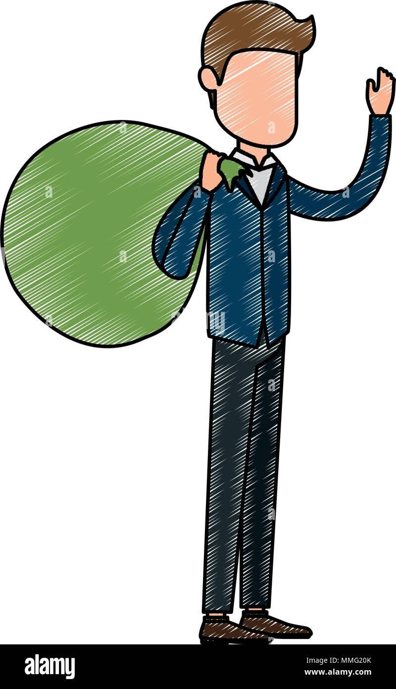 businessman sad with money sack avatar character vector illustration ...