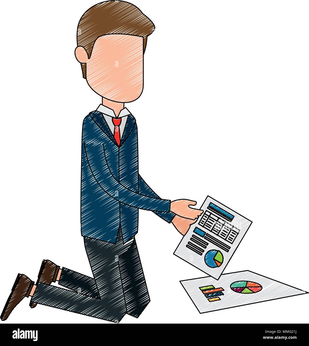 businessman sad with documents financials avatar character vector ...