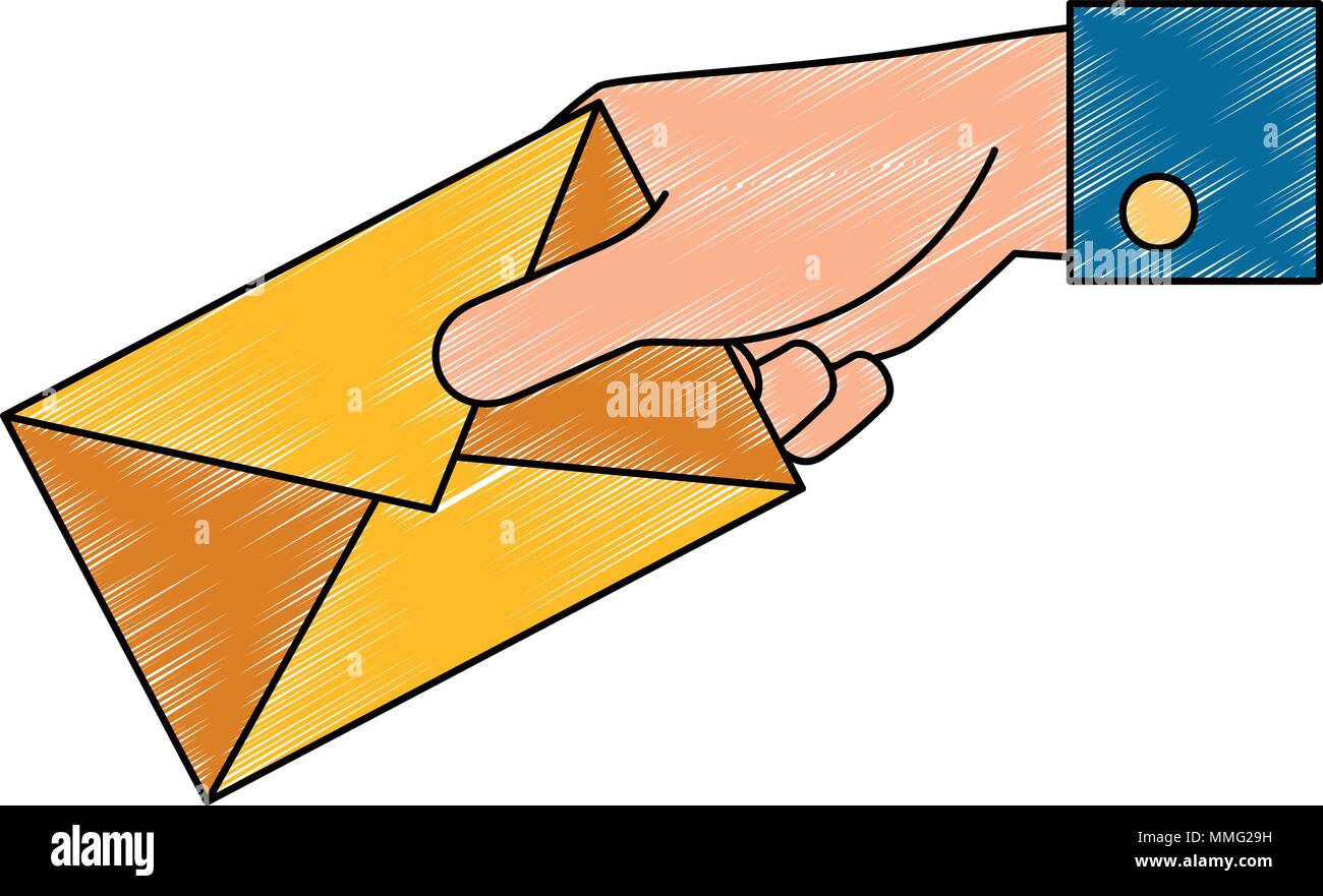 hand with envelope mail vector illustration design Stock Vector Image ...