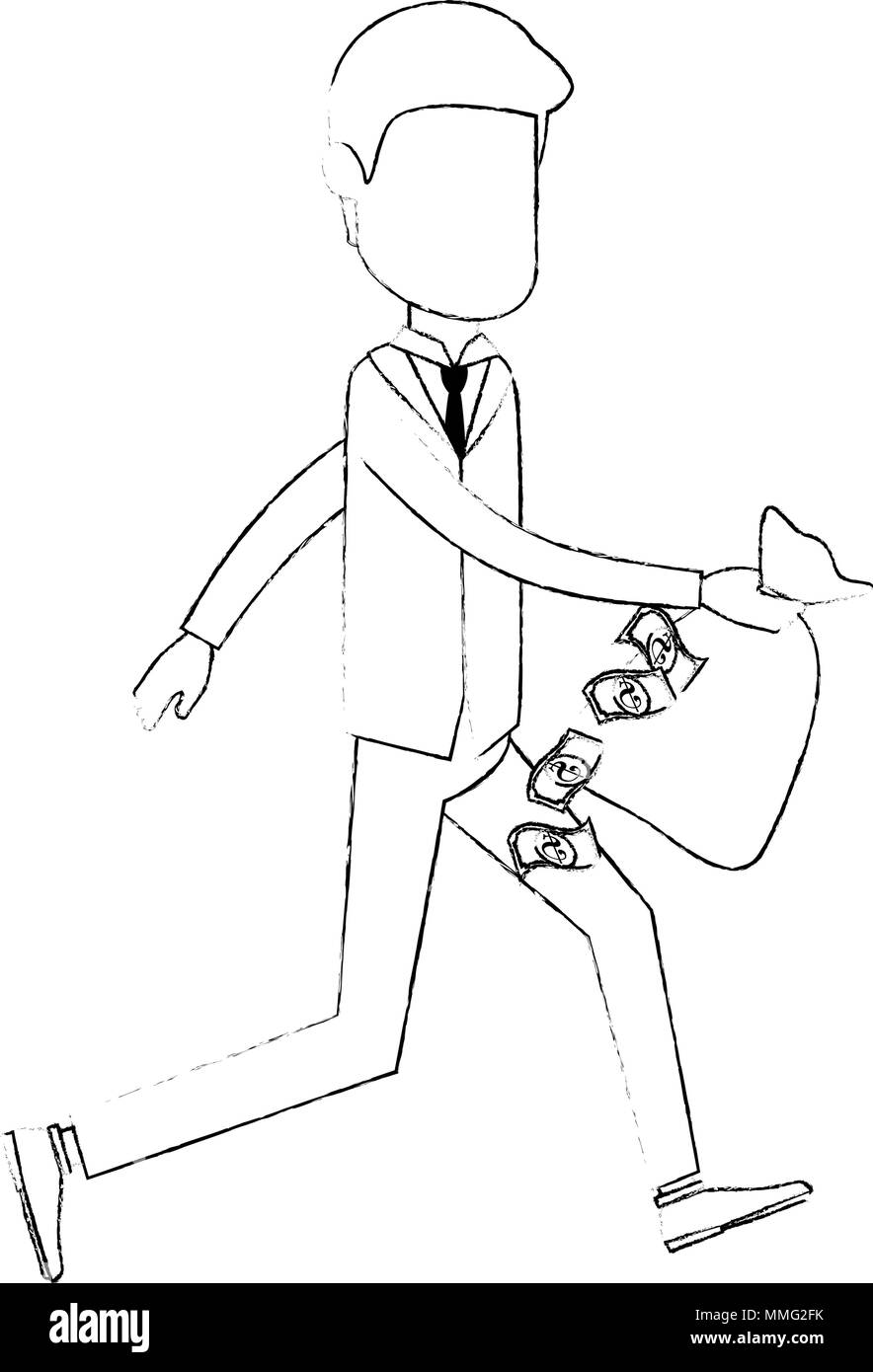 businessman sad with money sack avatar character vector illustration ...