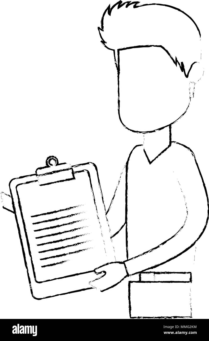 businessman sad with clipboard avatar character vector illustration ...