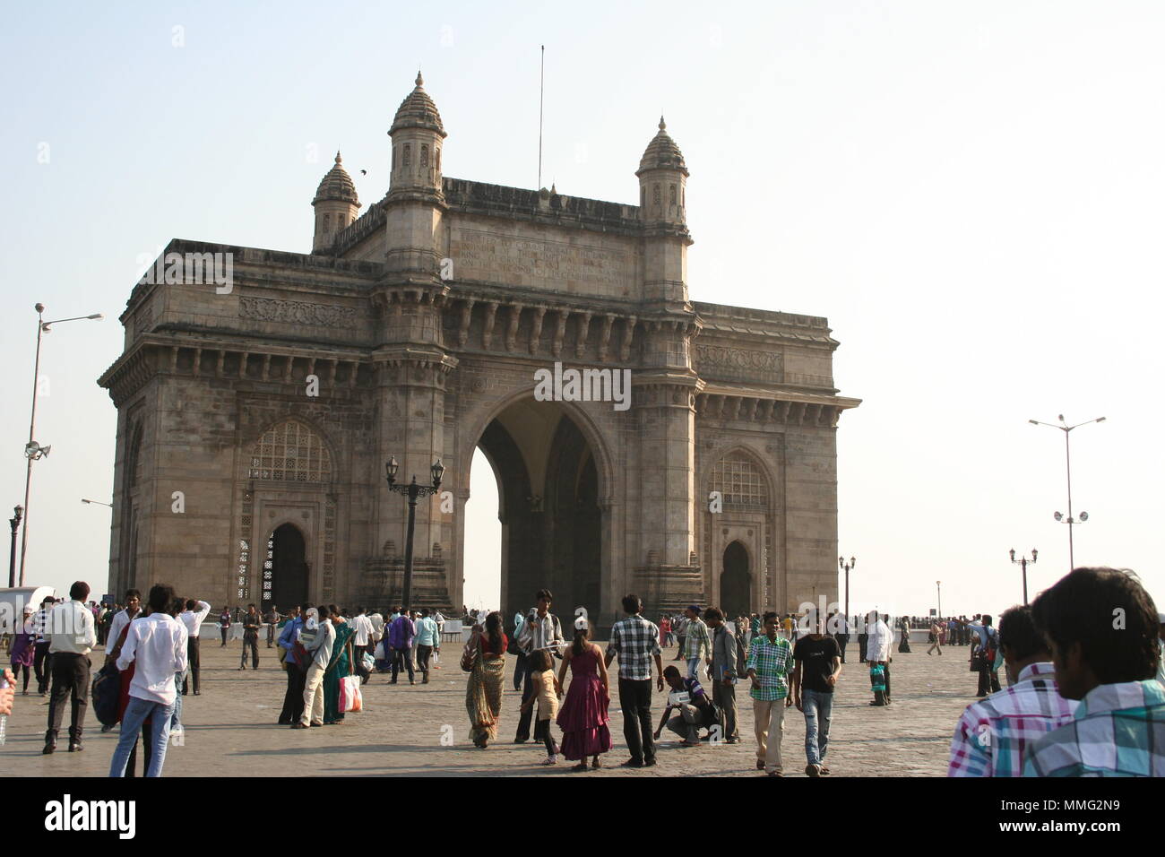 Indian People Outside India Gate, Mumbai, India Stock Photo
