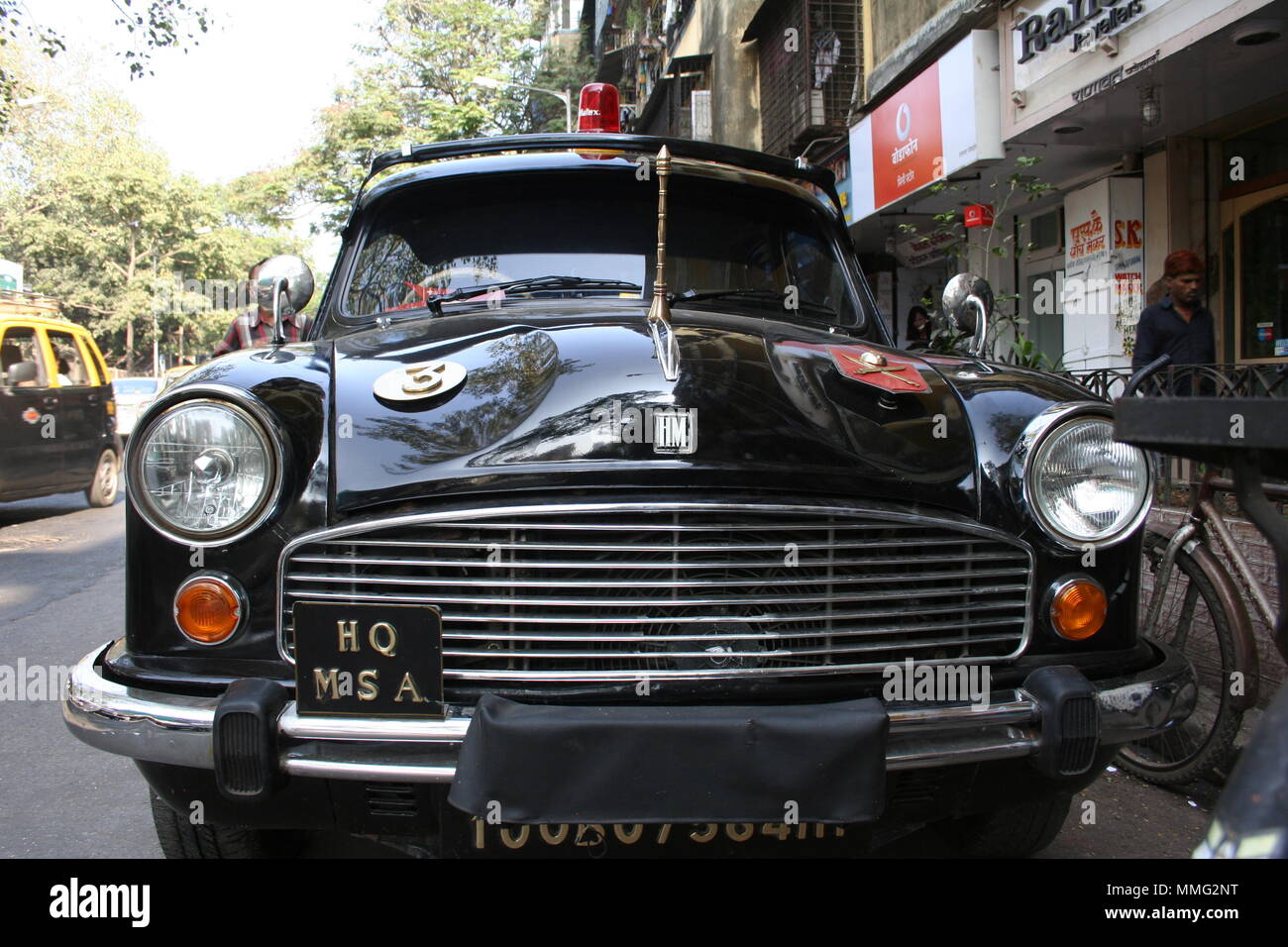 Black Ambassador Car, Mumbai Stock Photo