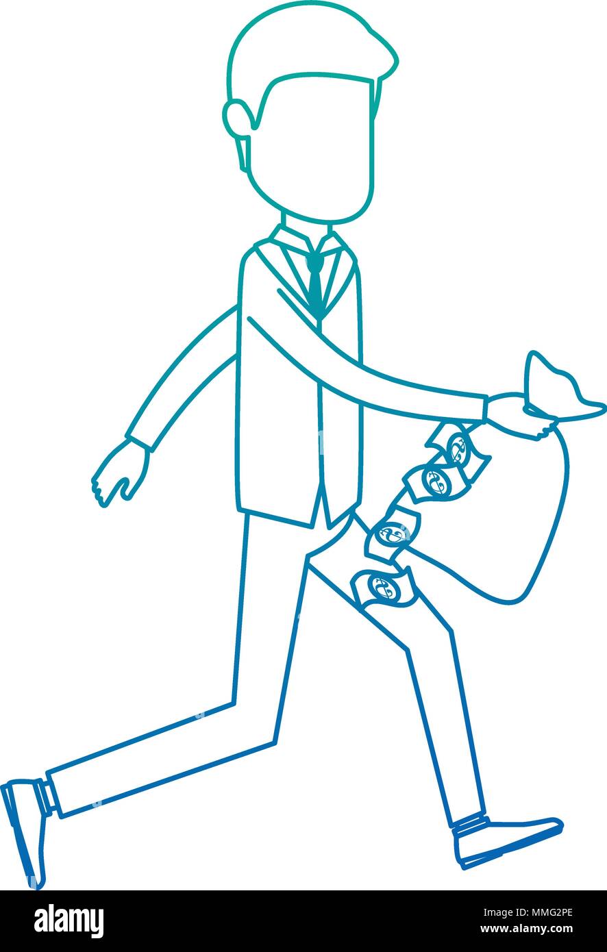 businessman sad with money sack avatar character vector illustration ...