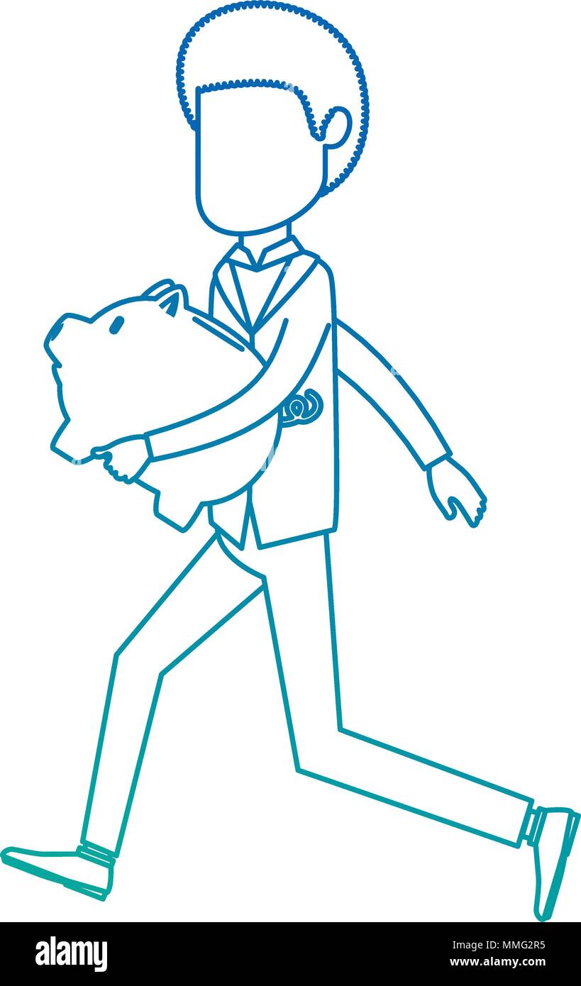 businessman sad with piggy savings avatar character vector illustration ...