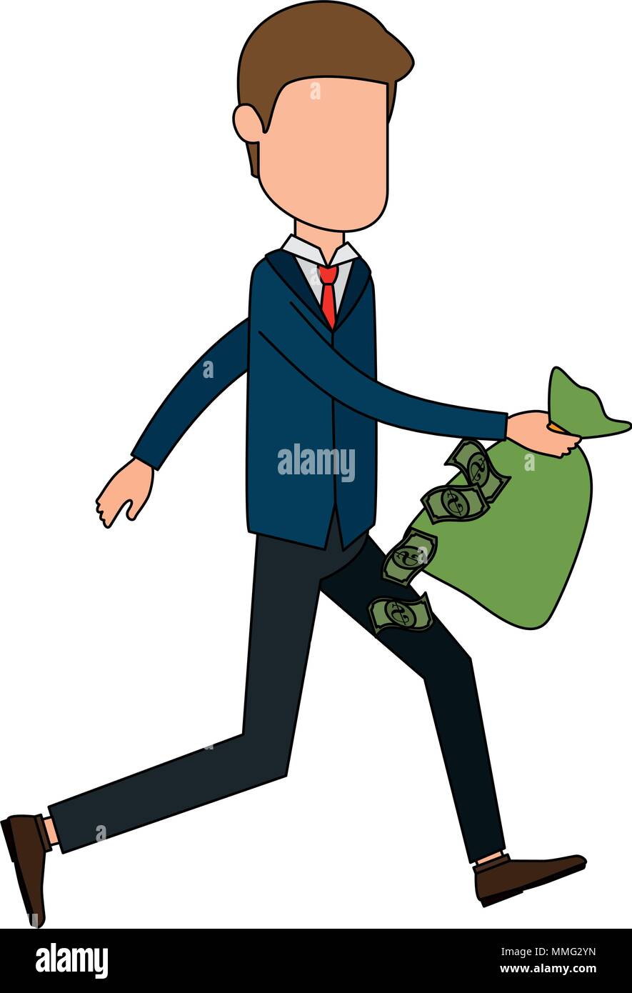 businessman sad with money sack avatar character vector illustration ...