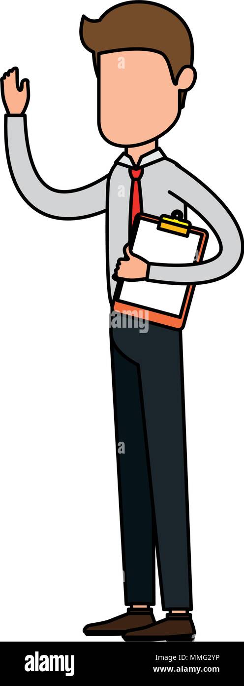 elegant businessman with clipboard avatar character vector illustration ...