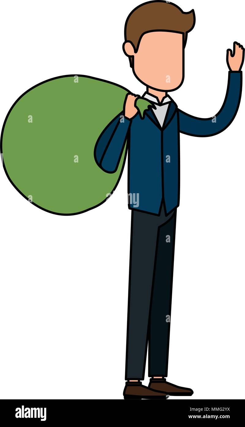 businessman sad with money sack avatar character vector illustration ...