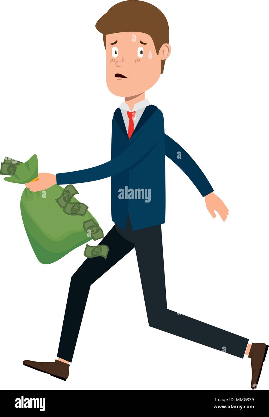 businessman sad with money sack avatar character vector illustration ...