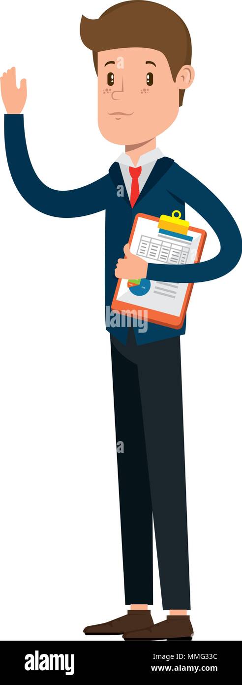 businessman sad with clipboard avatar character vector illustration ...