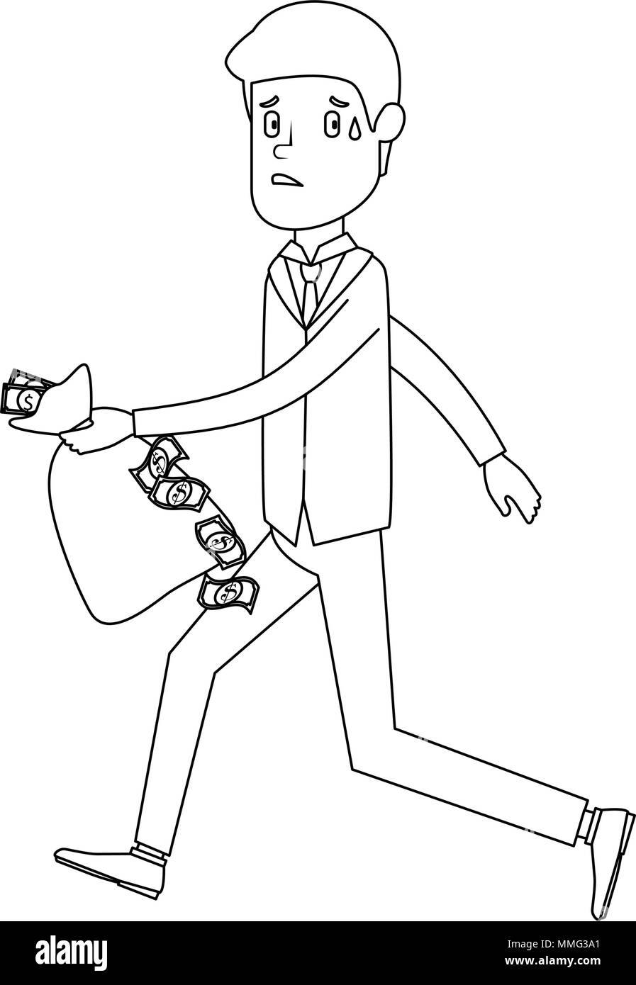 businessman sad with money sack avatar character vector illustration ...