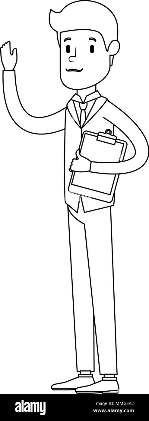 businessman sad with clipboard avatar character vector illustration ...