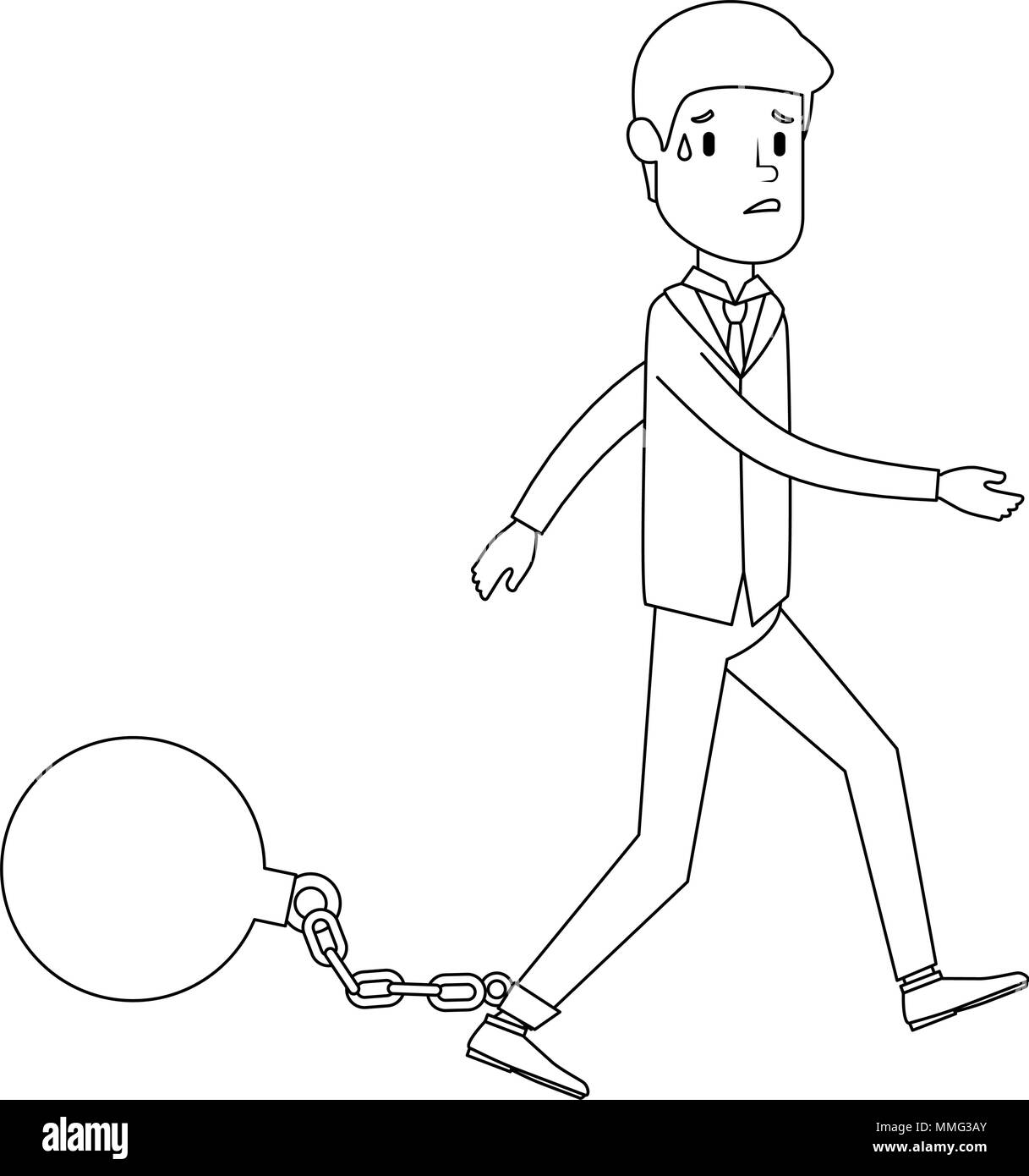 businessman sad avatar slave shackle character vector illustration design Stock Vector