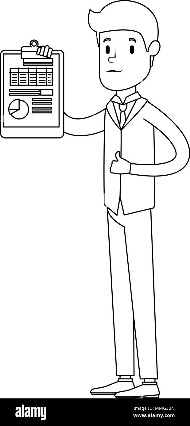 businessman sad with clipboard avatar character vector illustration ...