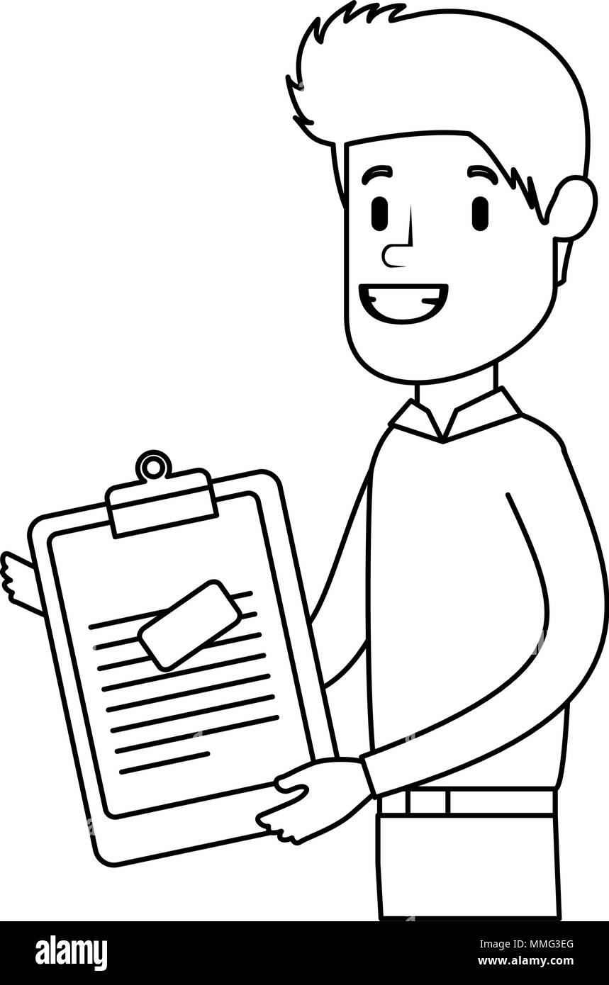elegant businessman with clipboard avatar character Stock Vector Image ...