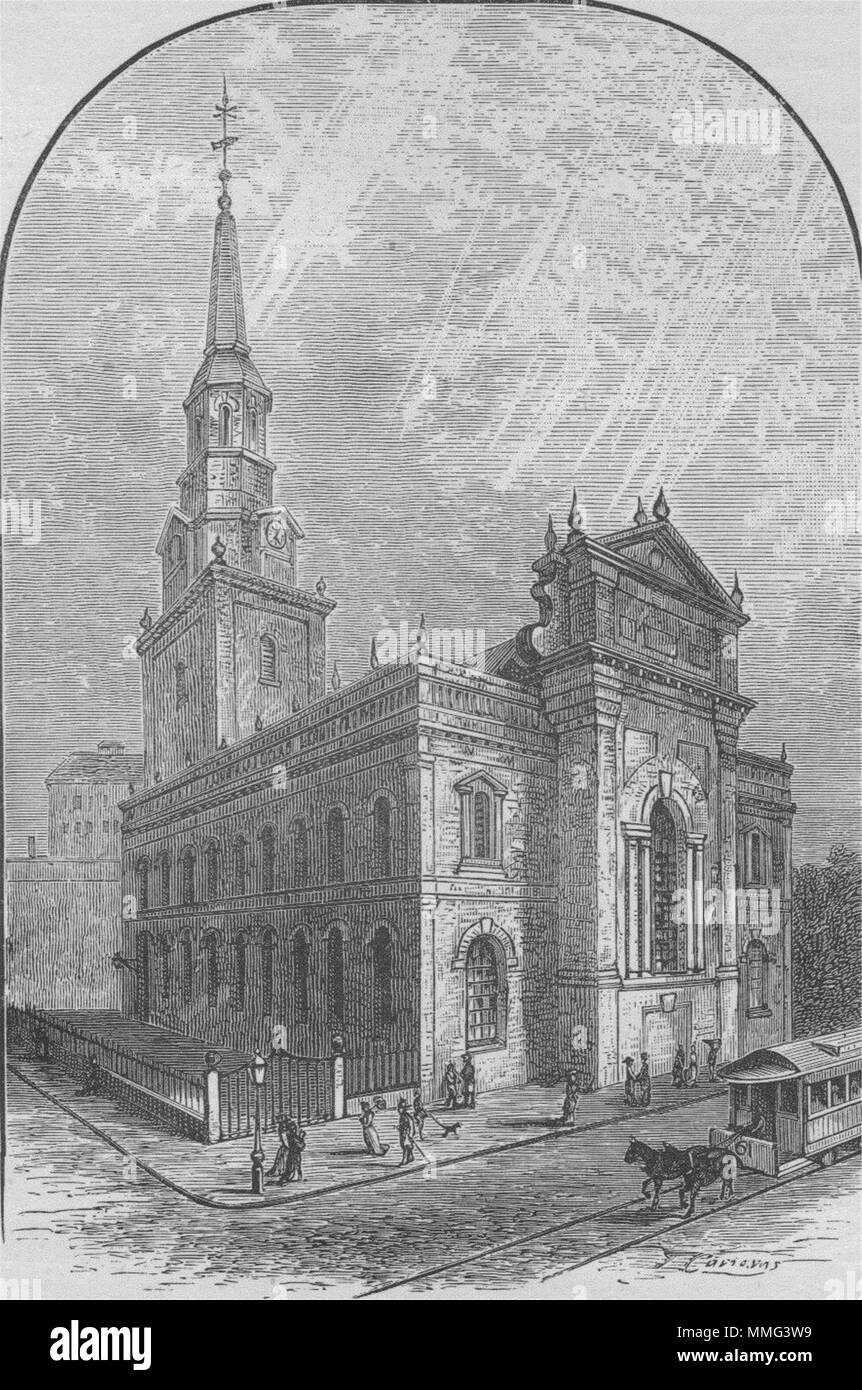 PHILADELPHIA. Christ Church 1882 old antique vintage print picture Stock Photo