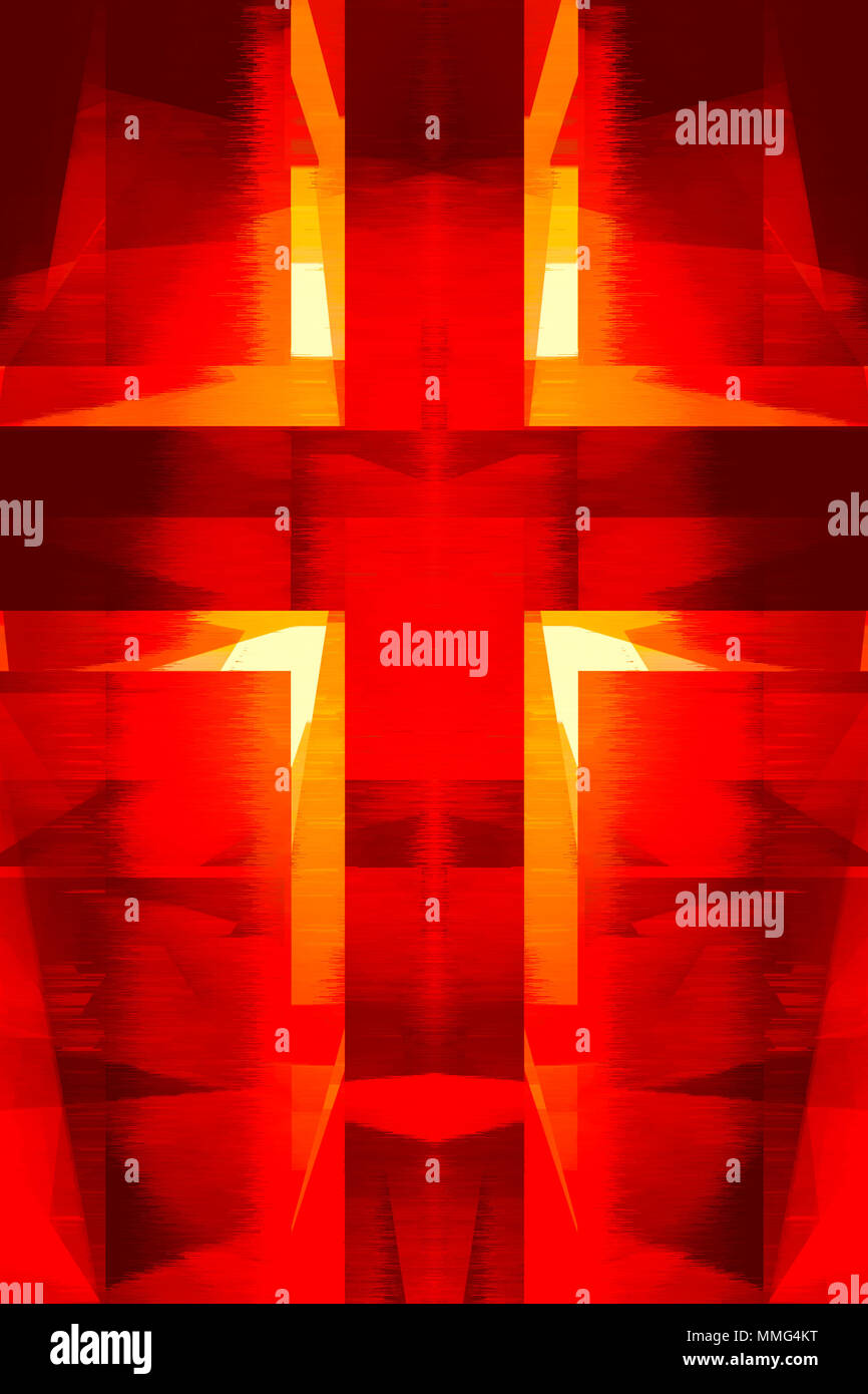 Red and yellow religious cross background Stock Photo