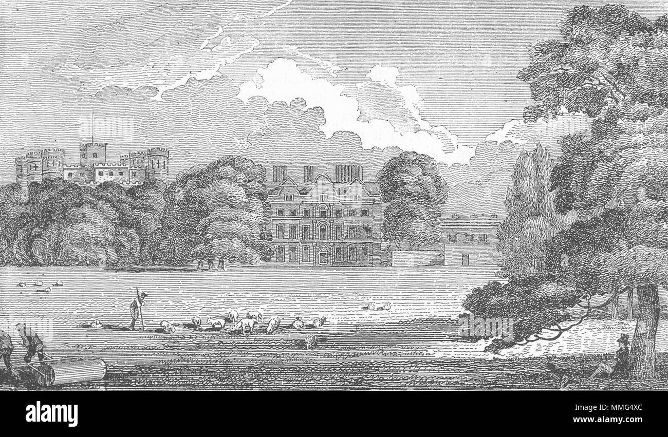 KEW. Old Palace (Dutch House) showing George III's Castellated Palace 1888 Stock Photo