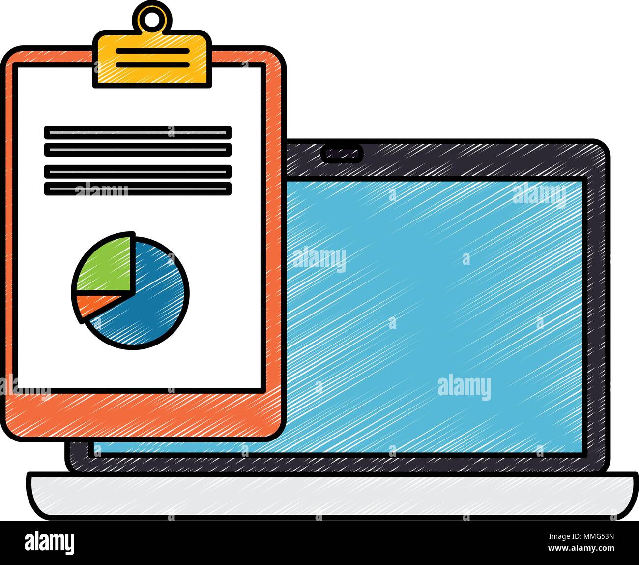 laptop computer with clipboard checklists document Stock Vector Image ...