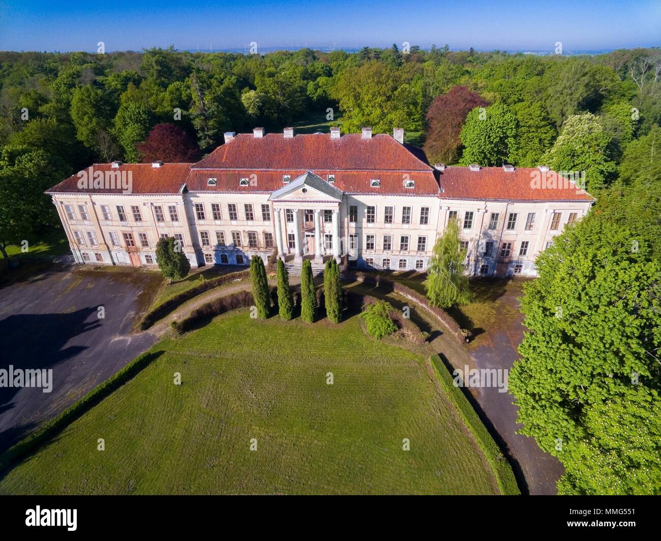 Baroque style palace in Drogosze, Poland (former Donhoffstadt, East Prussia). Built in 1710-1714, belonged to aristocratic Prussian family von Donhoff Stock Photo