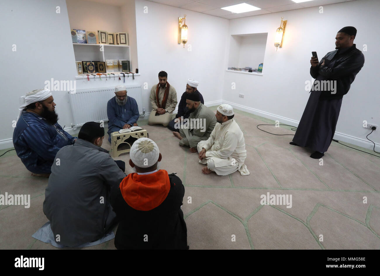 Members of the Muslim community in Stornoway on the Isle of Lewis attend the official opening of the first mosque in the Outer Hebrides. Stock Photo