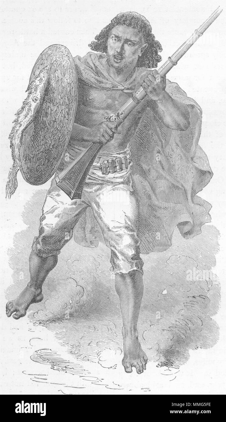 ETHIOPIA. Singing the war song 1880 old antique vintage print picture Stock Photo