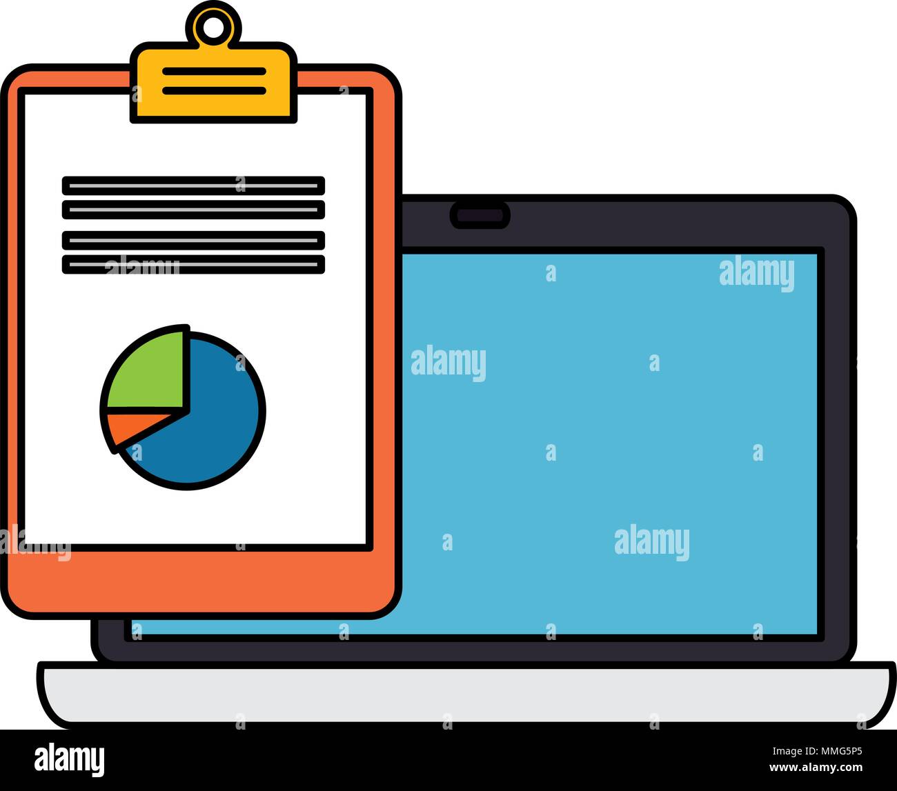 Computer With Checklist Electtronic Stock Vector Images - Alamy