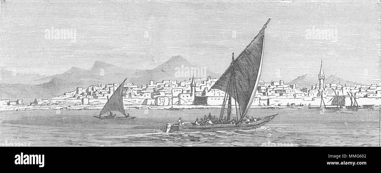 SAUDI ARABIA. The Red Sea. Djiddah 1880 old antique vintage print picture Stock Photo