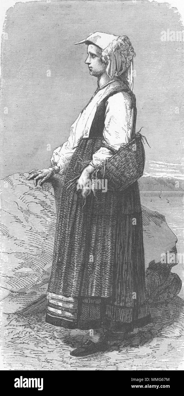 ITALY. Gulf of La Spezia. Peasant woman 1880 old antique vintage print picture Stock Photo