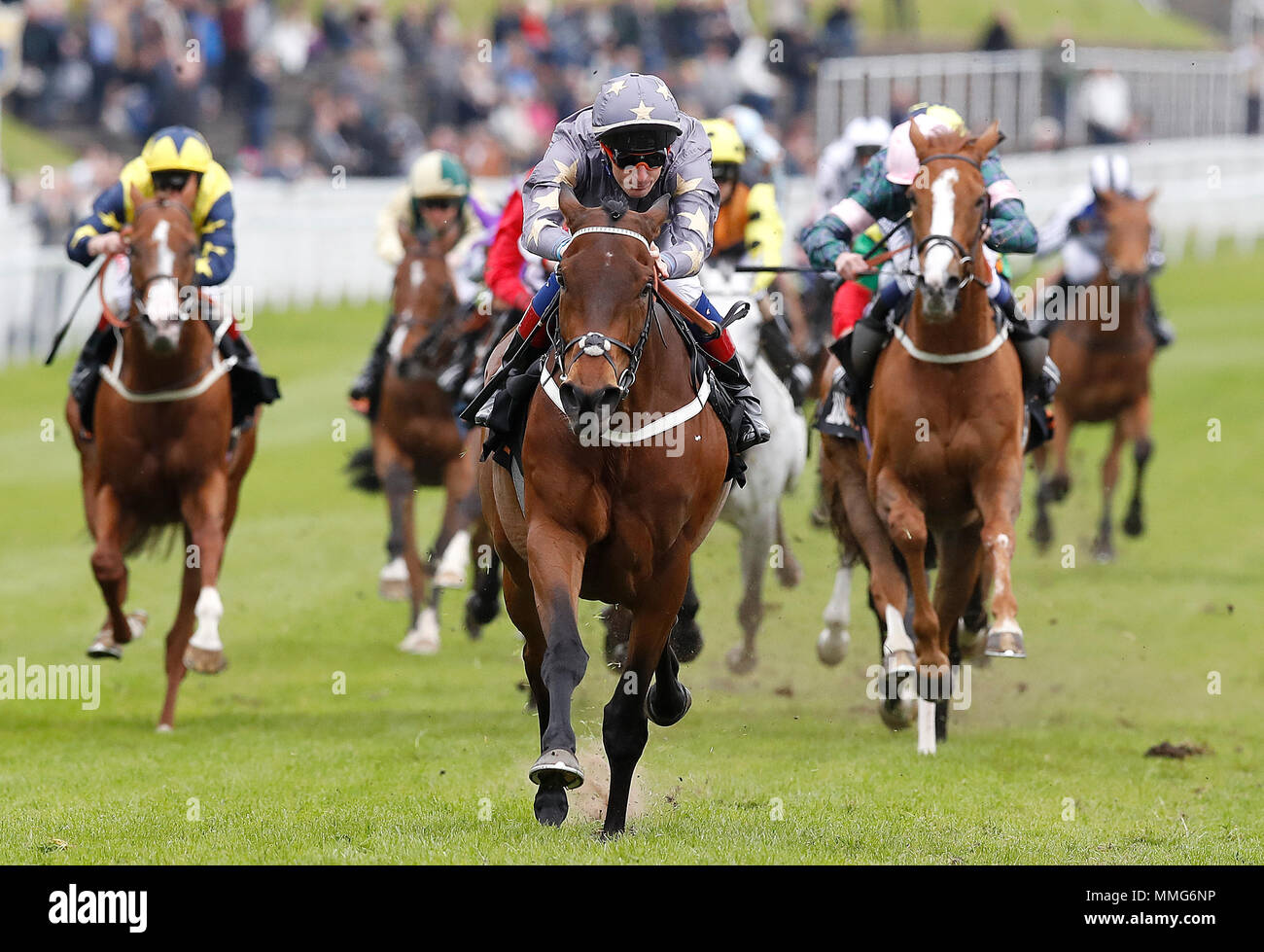 Magic Circle (centre) ridden by Fran Berry wins The 188bet Chester Cup Handicap Stakes, during 188BET Chester Cup Day of the 2018 Boodles May Festival at Chester Racecourse. PRESS ASSOCIATION Photo. Picture date: Friday May 11, 2018. See PA story Racing Chester. Photo credit should read: Martin Rickett/PA Wire Stock Photo