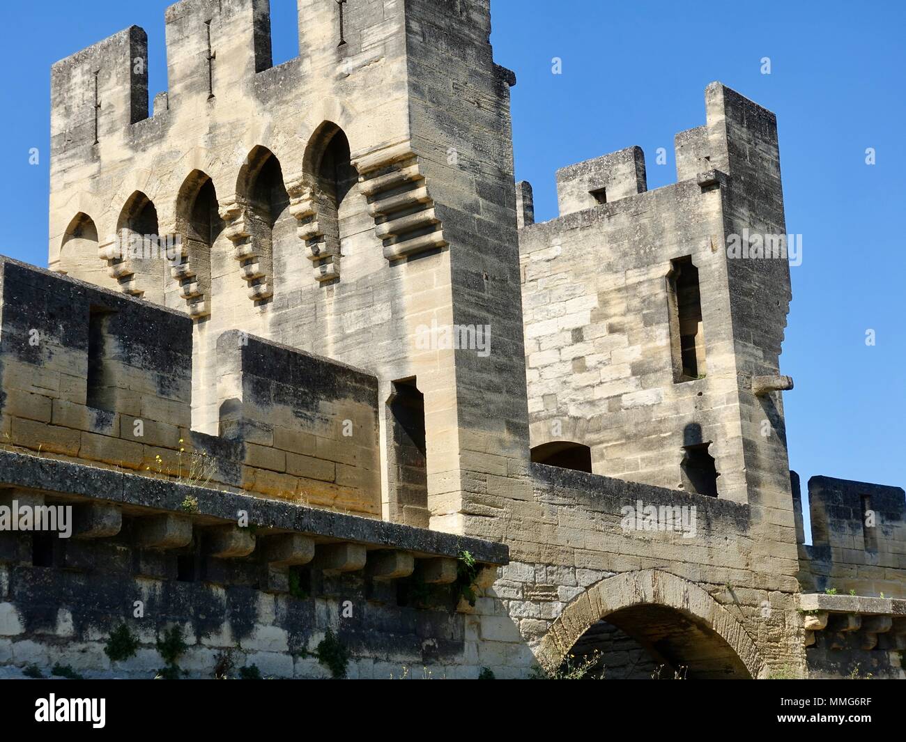 A section of the ramparts. city walls of Avignon, France Stock Photo ...