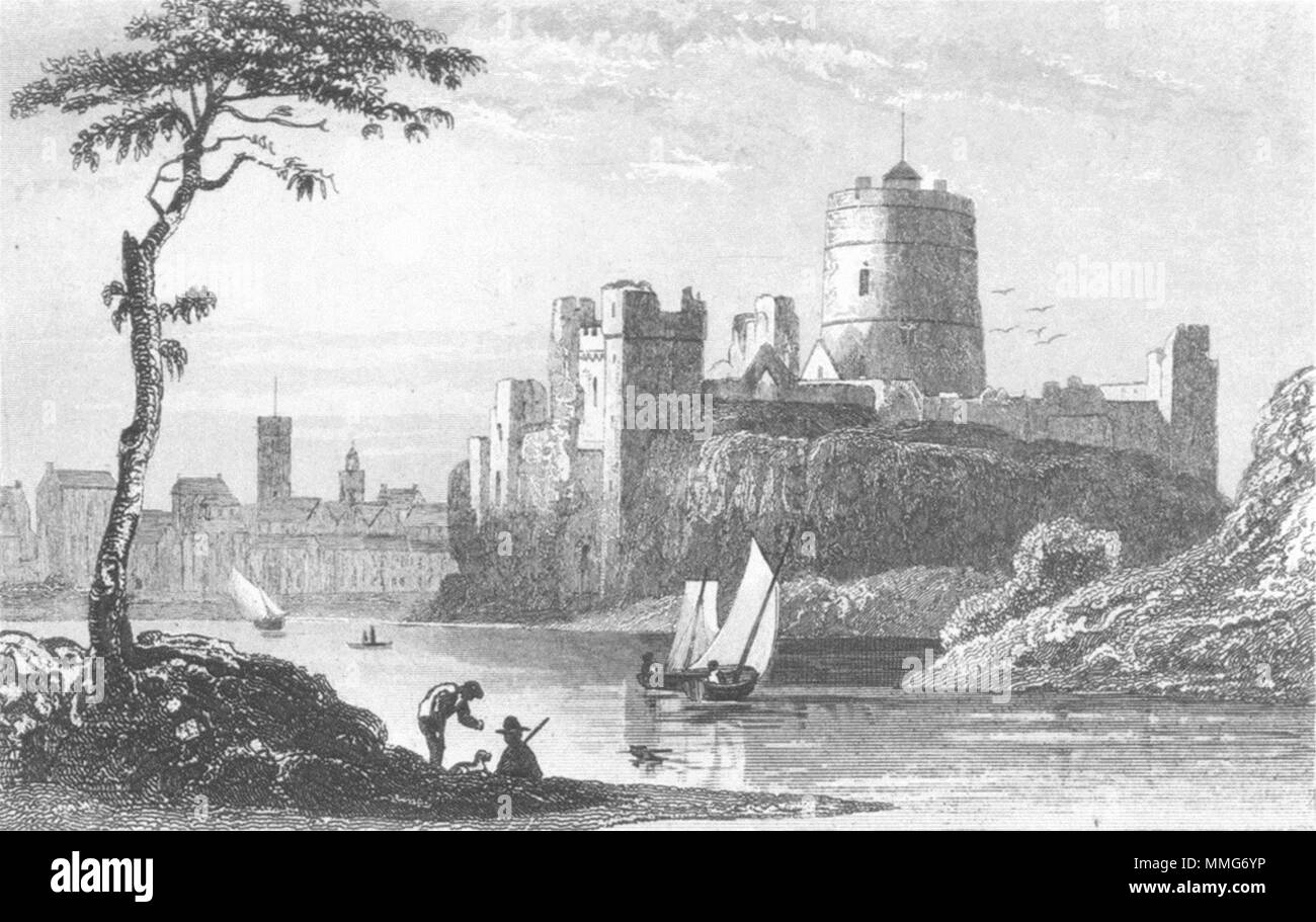 WALES. Pembroke Castle, Pembrokeshire. Dugdale c1840 old antique print picture Stock Photo