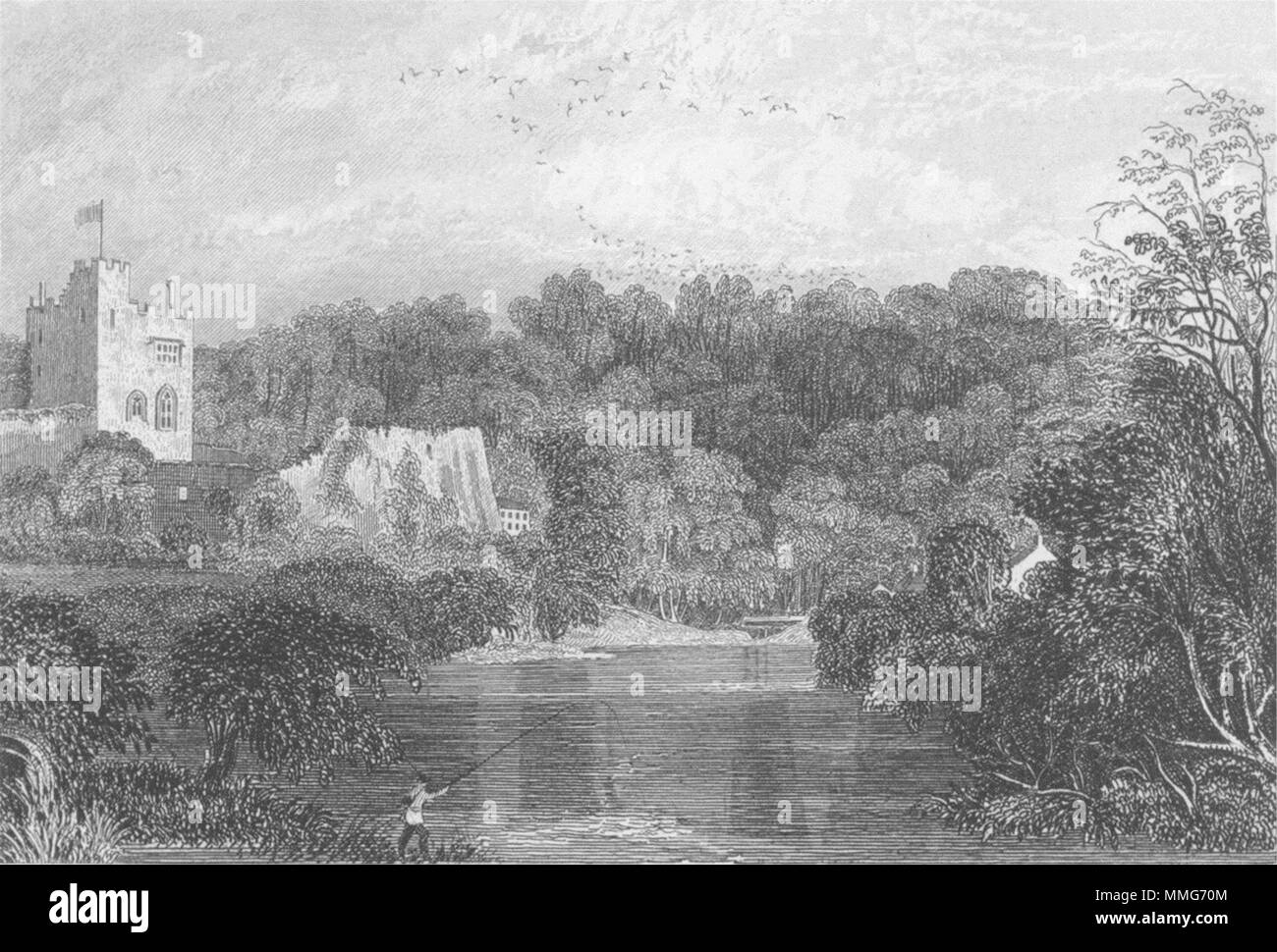WALES. Bala lake, Merionethshire. Dugdale c1840 old antique print picture Stock Photo