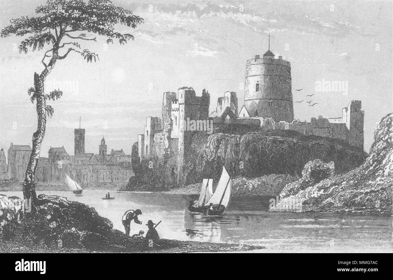 WALES. Pembroke Castle, Pembrokeshire. DUGDALE c1840 old antique print picture Stock Photo