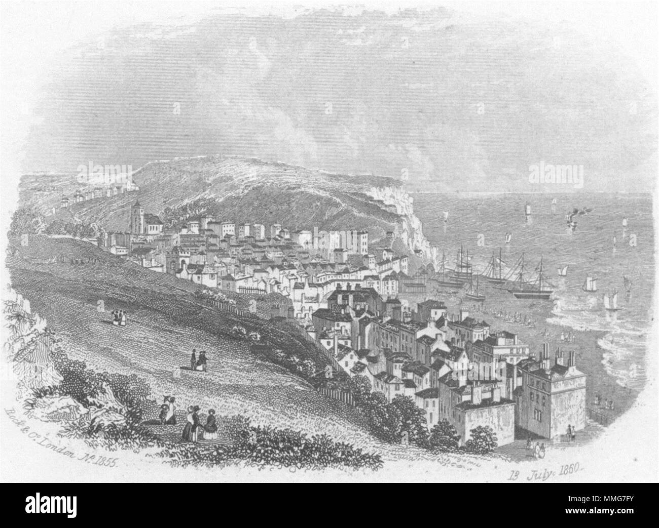 SUSSEX. Hastings Castle. Rock 1860 old antique vintage print picture ...