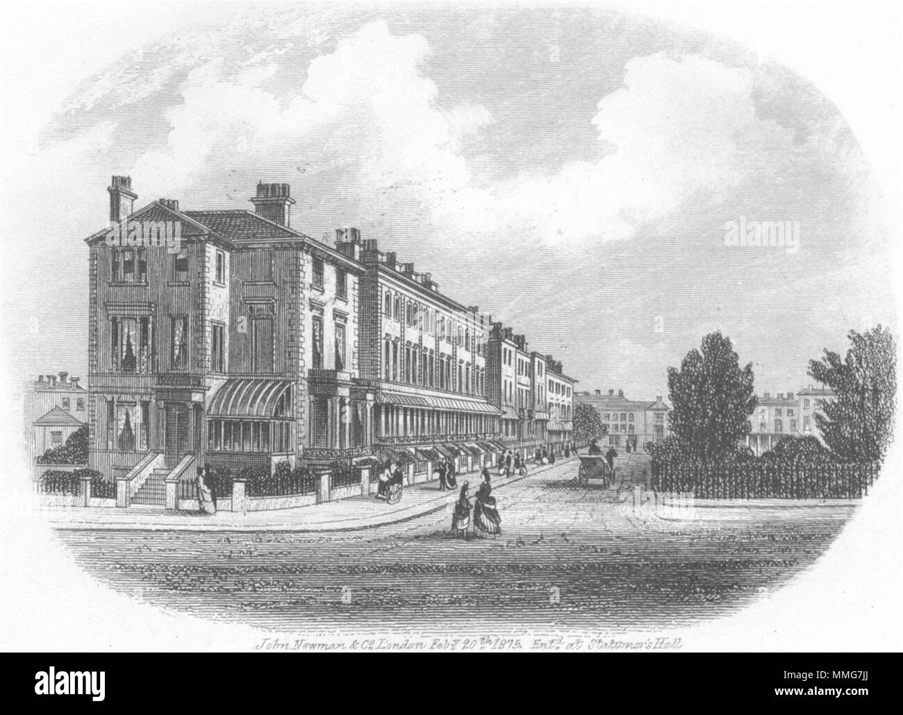 SUSSEX. Hyde Gdns from Gildredge Rd. Eastbourne 1860 old antique print