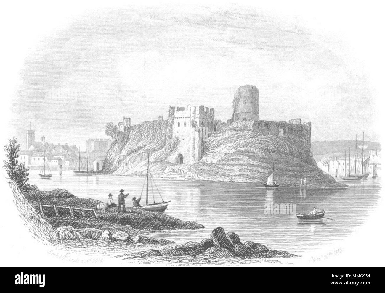 WALES. Pembroke Castle. Pembrokeshire. Rock 1853 old antique print picture Stock Photo