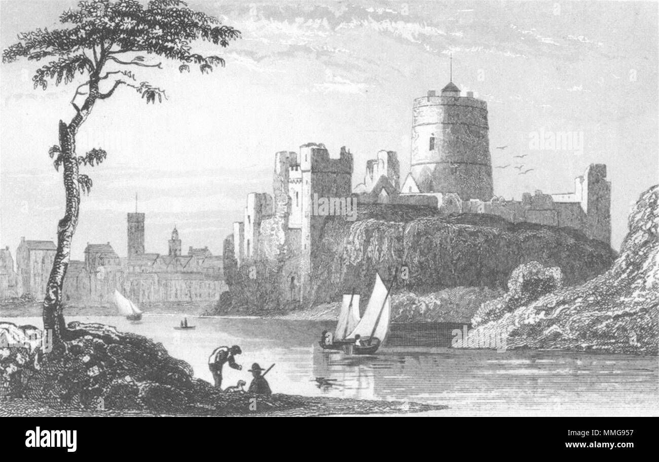 WALES. Pembroke Castle, Pembrokeshire. DUGDALE c1840 old antique print picture Stock Photo