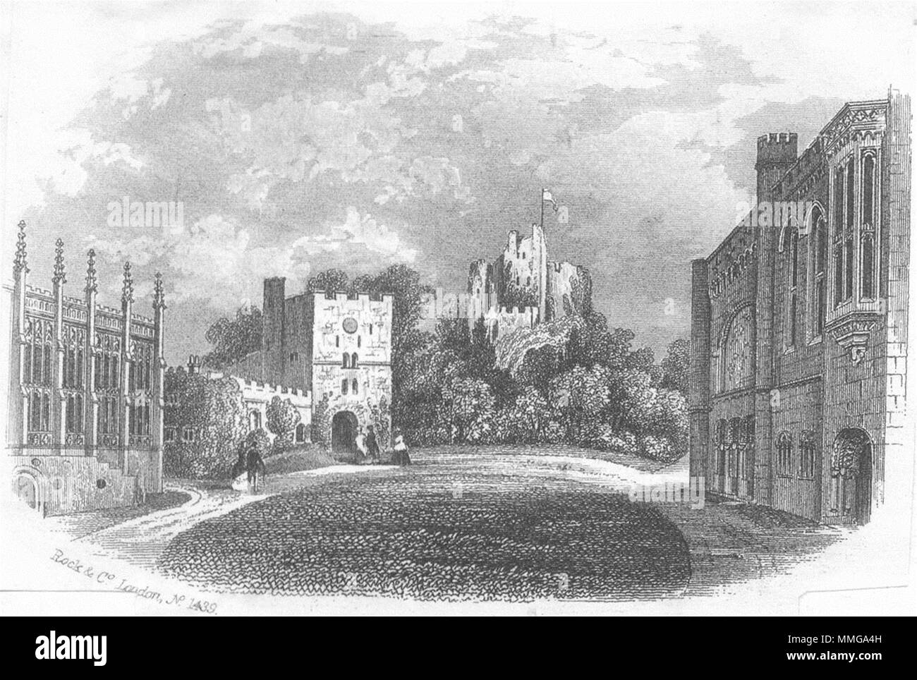SUSSEX. Arundel Castle(Keep & Quad) c1855 old antique vintage print picture Stock Photo