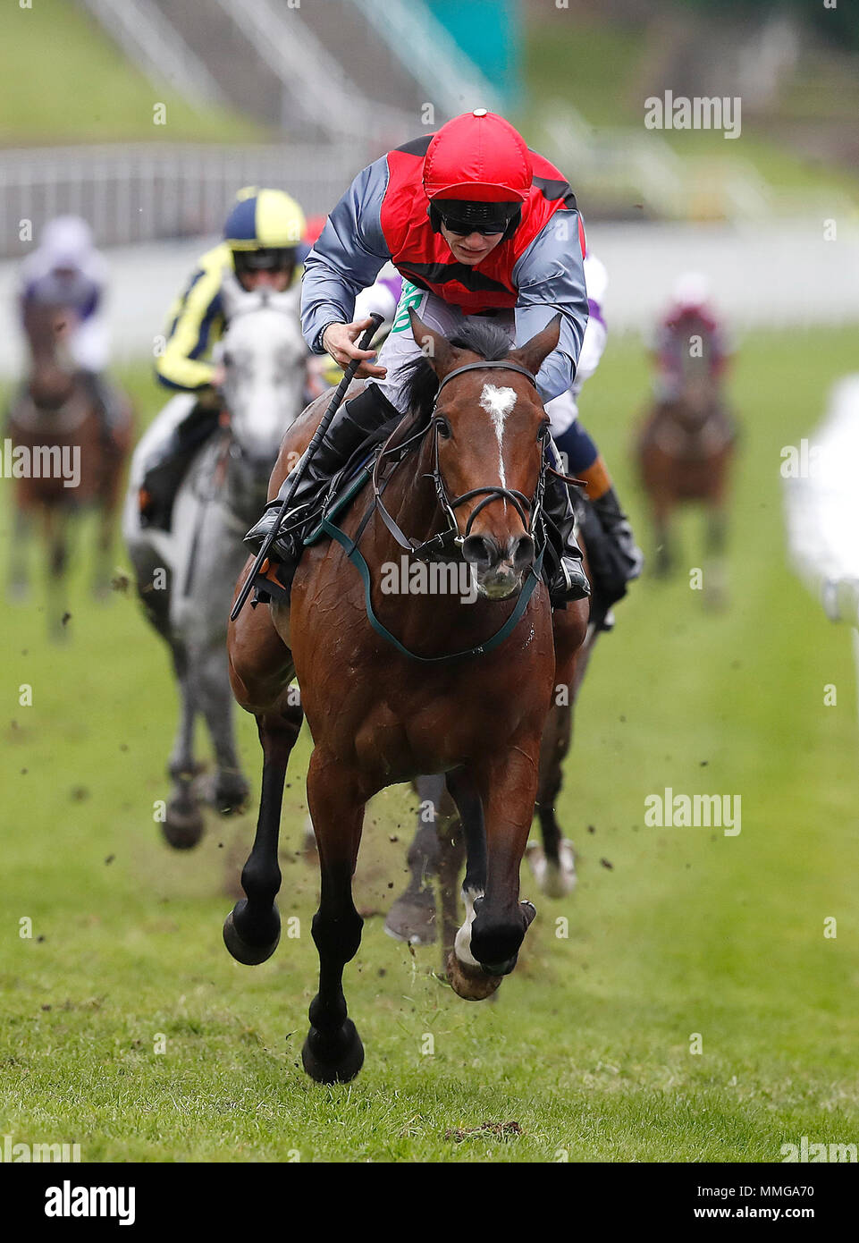 Look My Way ridden by Jason Hart wins The 188bet Chester Plate Handicap Stakes, during 188BET Chester Cup Day of the 2018 Boodles May Festival at Chester Racecourse. Stock Photo