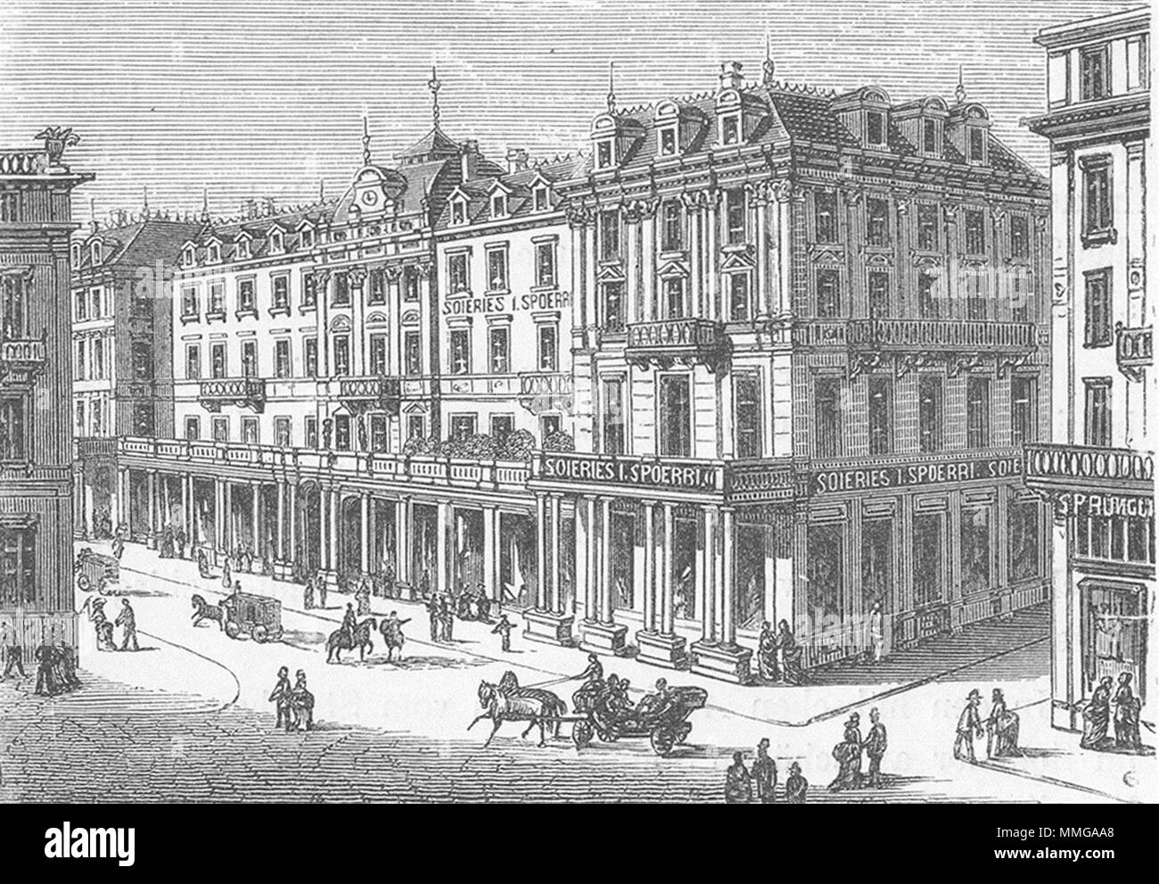 ZURICH. Centralhof. Weber 1879 old antique vintage print picture Stock Photo