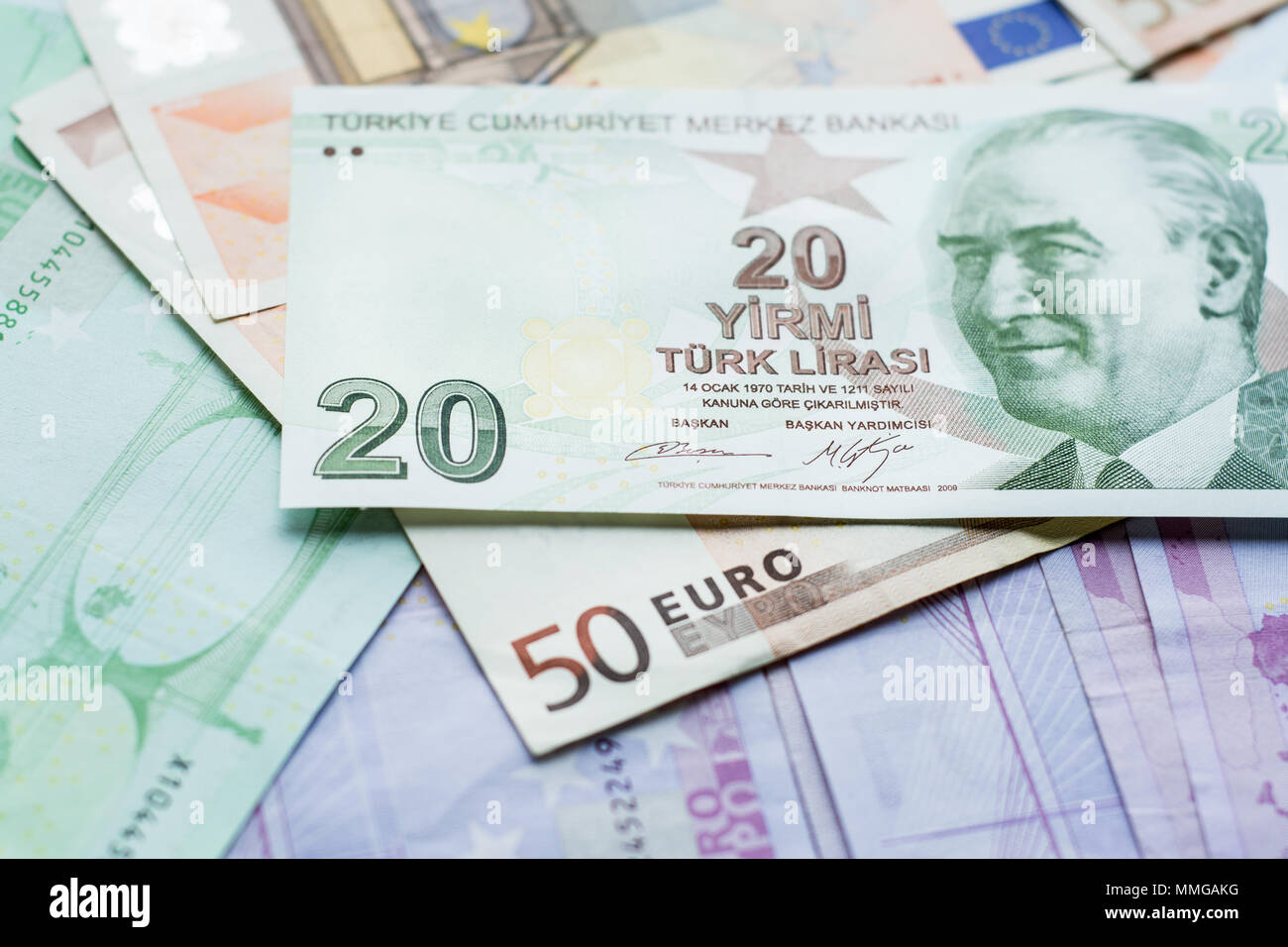 Euro and Turkish Lira Stock Photo - Alamy