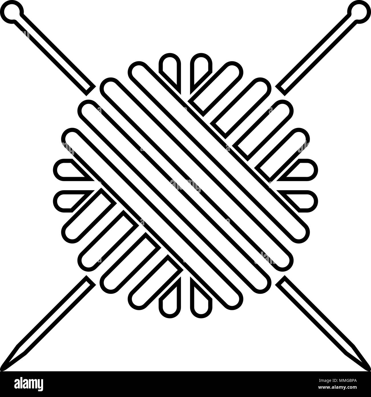 Ball Of Wool Yarn And Knitting Needles Icon Black Color