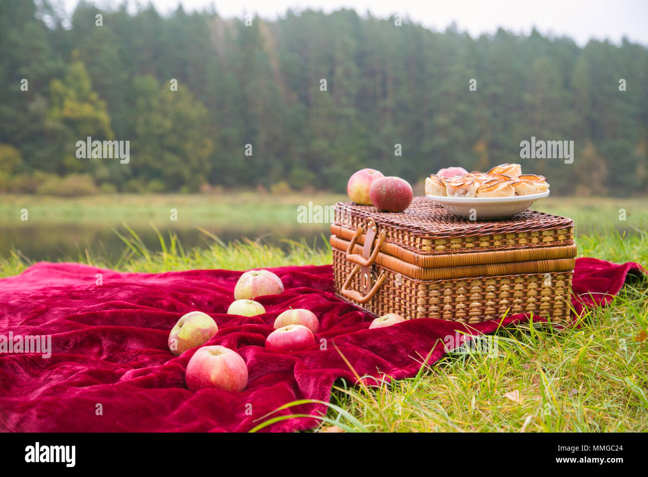 Picnic by the river Stock Photo