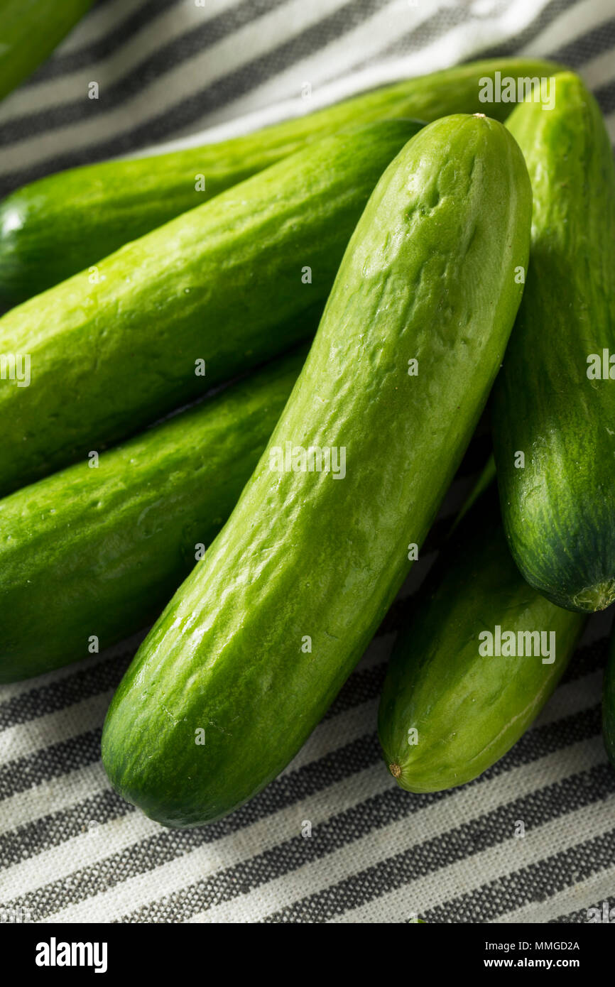 Raw Green Organic Baby Cucumbers Ready to Eat Stock Photo Alamy