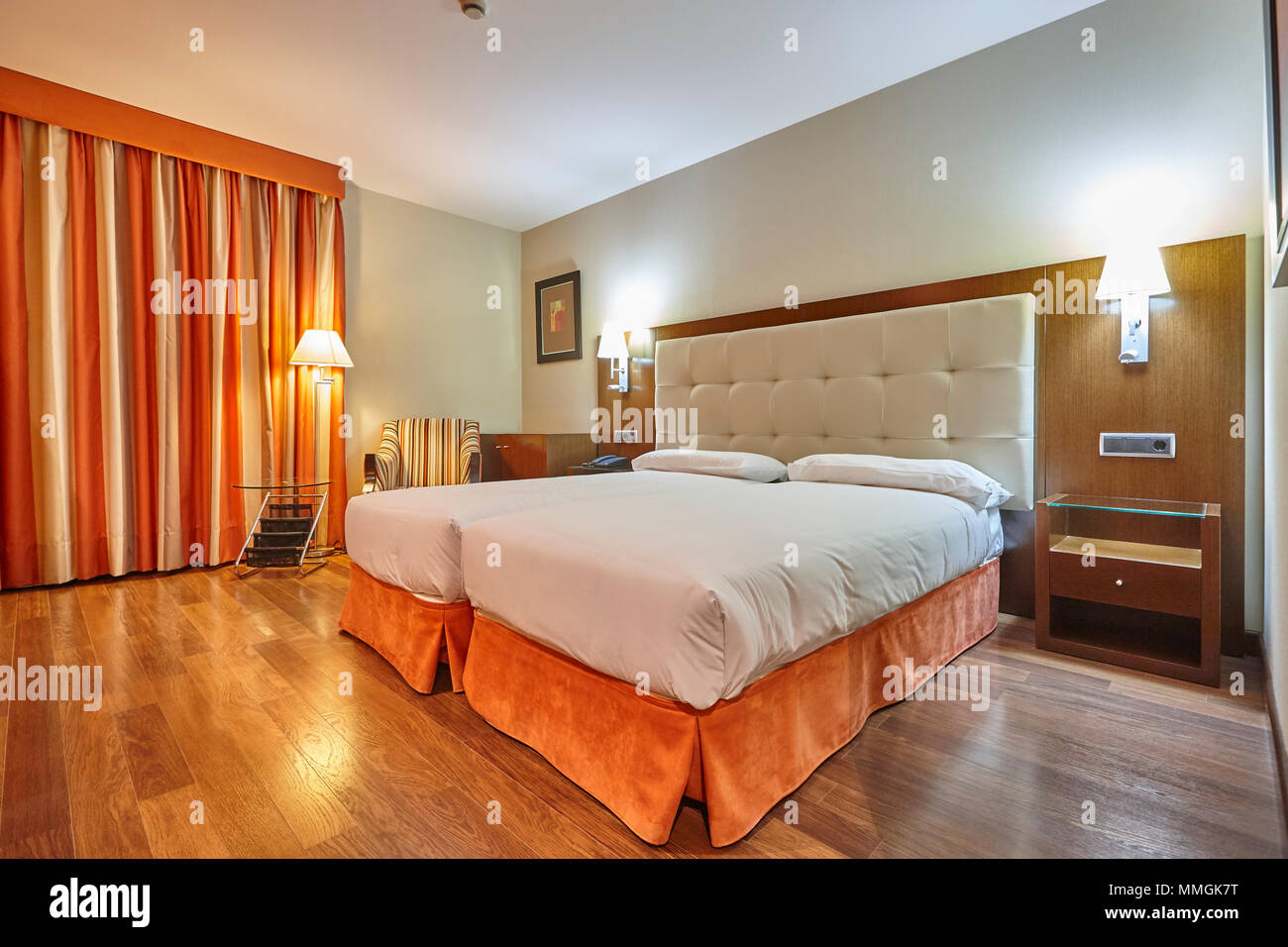 Modern Hotel Room Interior With Two Separate Beds Tourism