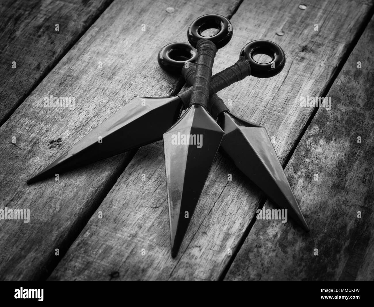 black and white throw ninja weapons Stock Photo Alamy