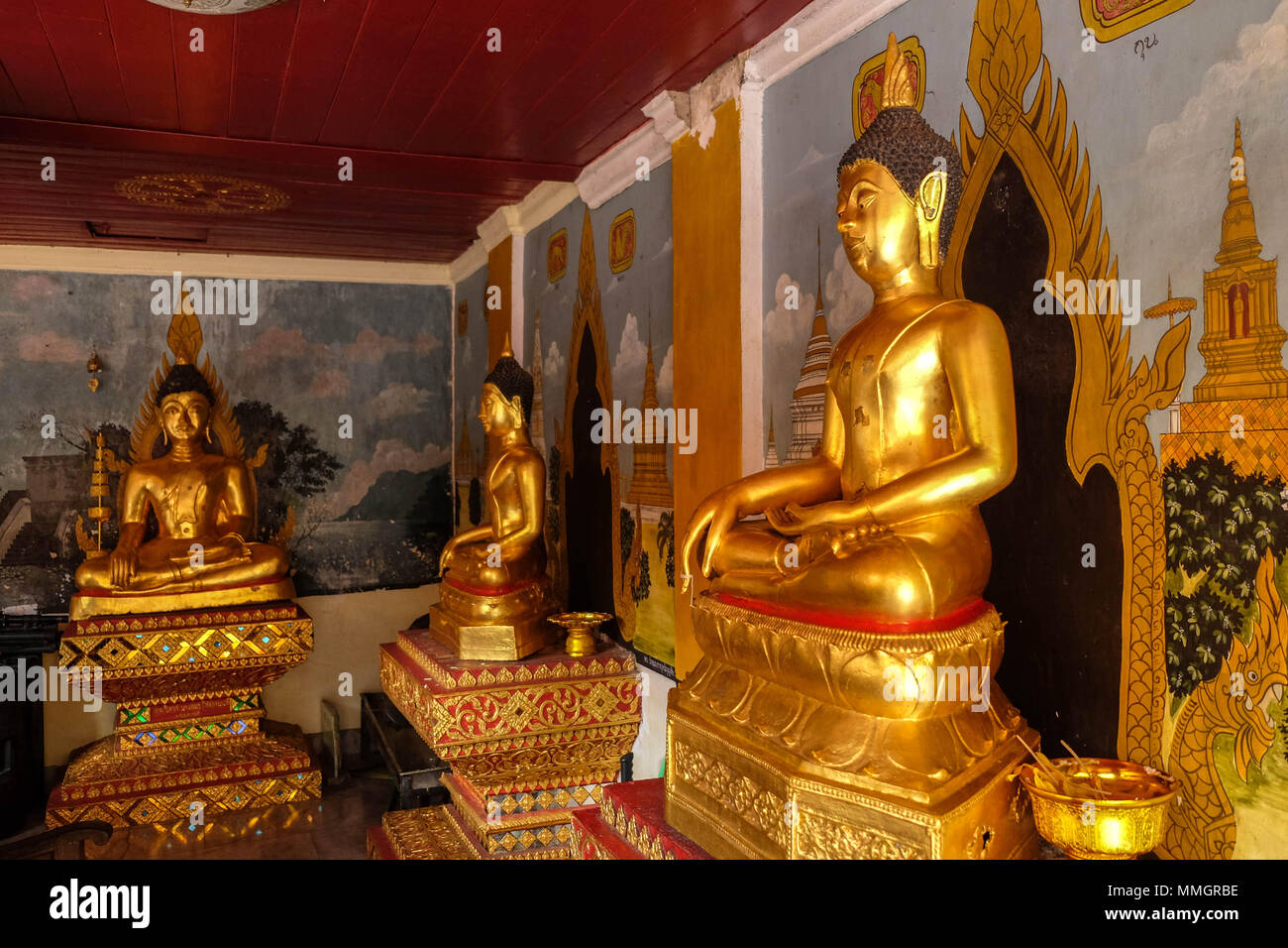 Golden Buddha statue in Wat Phra That Doi Suthep is tourist attraction ...